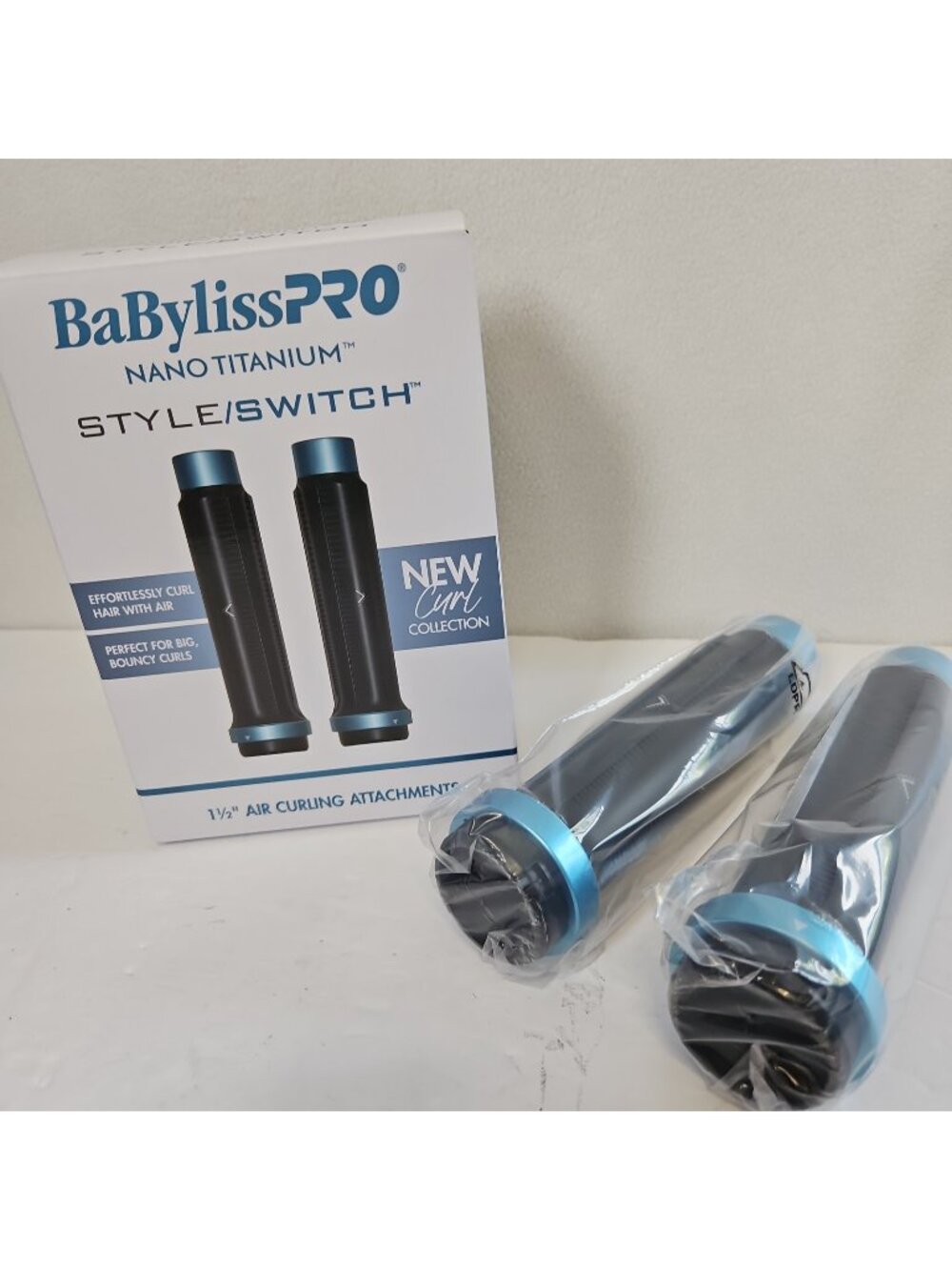 BaBylissPRO Nano Titanium Style Switch 1 1/2" Air Curling Attachments New In Box
